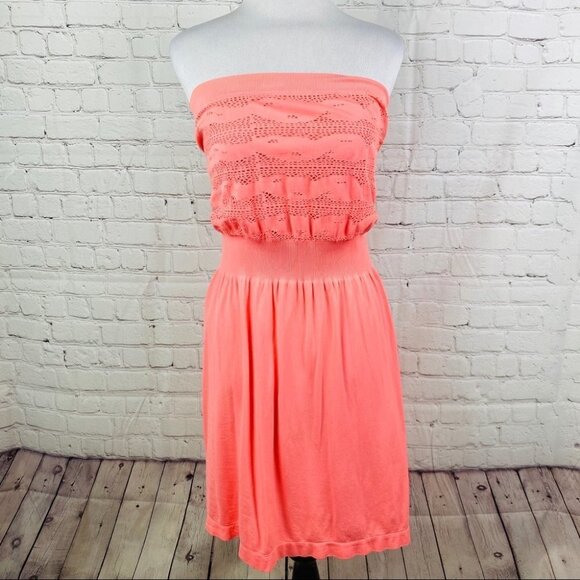 Ocean Club Neon Orange Swim Cover Up Eyelet Dress - Picture 9 of 10